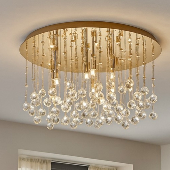 Plafoniera moonlight pl12 oro ideal lux oro lucido vetri cristalli