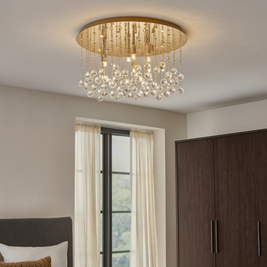 Plafoniera moonlight pl12 oro ideal lux oro lucido vetri cristalli