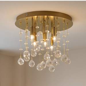 Moonlight pl5 plafoniera oro lucido sfere cristallo ideal lux