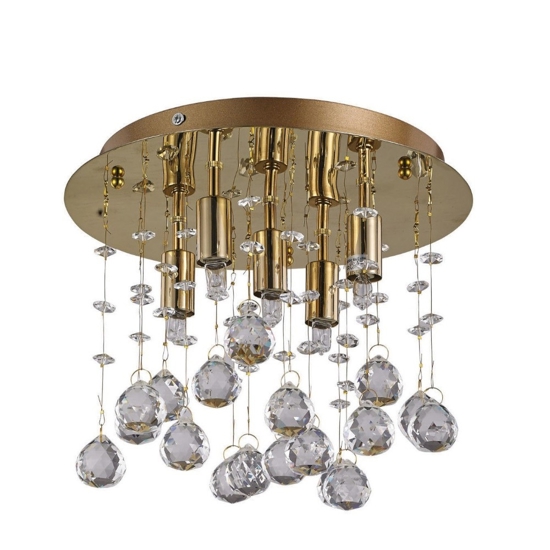 Moonlight pl5 plafoniera oro lucido sfere cristallo ideal lux