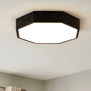 Plafoniera led ottagonale nera design per cucina moderna