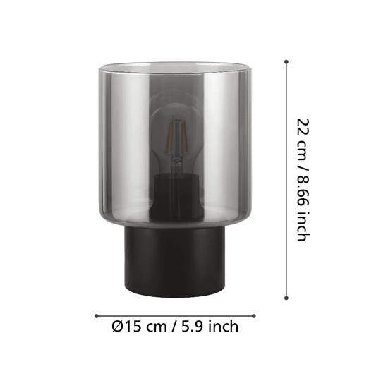 Gorosiba eglo lampada da tavolo nera design minimal in vetro