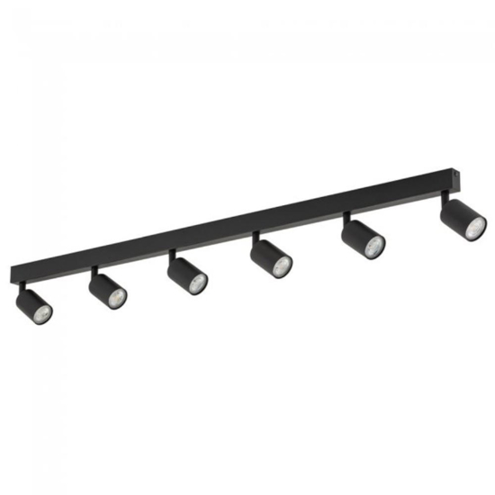 Plafoniera nero binario con 6 faretti orientabili gu10