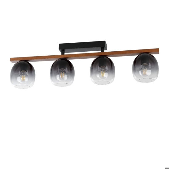 Filago eglo plafoniera moderna con dettagli in legno 4 luci
