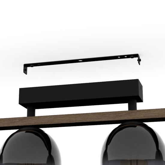 Filago eglo plafoniera moderna con dettagli in legno 4 luci