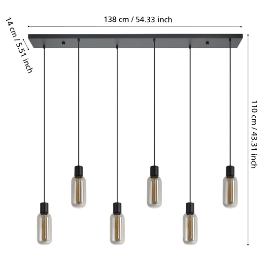 Maione eglo lampadario cucina minimal con 6 luci pendenti