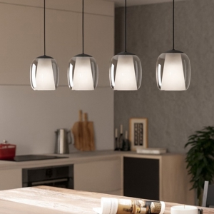 Ciampino eglo lampadario da cucina moderna in vetro 4 luci