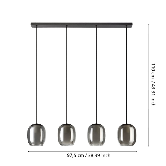 Ciampino eglo lampadario da cucina moderna in vetro 4 luci