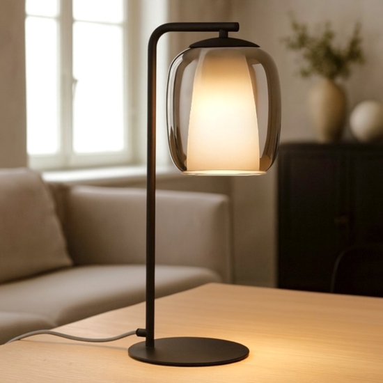 Ciampino eglo lampada da tavolo minimal con paralume grigio in vetro