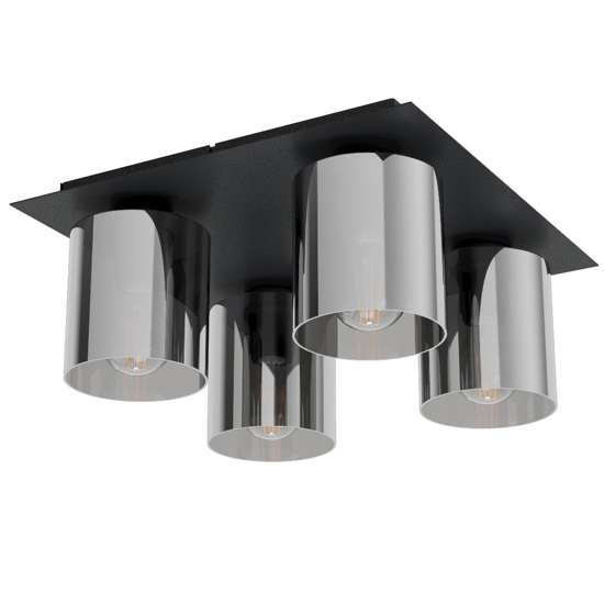 Gorosiba 1 eglo plafoniera moderna quadrata nera con 4 luci