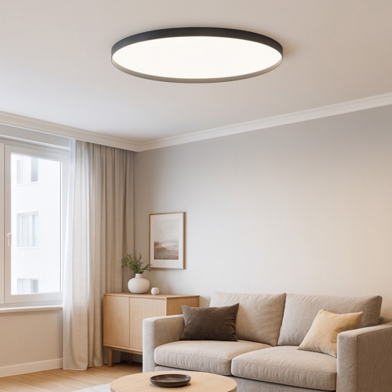 Gea luce acelia plafoniera moderna led 76w da 3000k a 4000k nera sottile