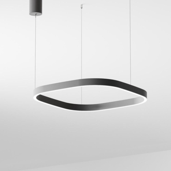 Gea luce criseide lampadario quadrato led 60w 3000k nero per soggiorno