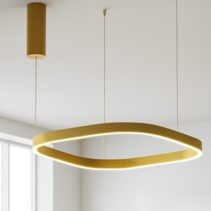 Lampadario moderno led 60w 3000k gea luce criseide quadrato oro