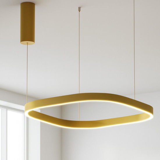 Lampadario moderno led 60w 3000k gea luce criseide quadrato oro