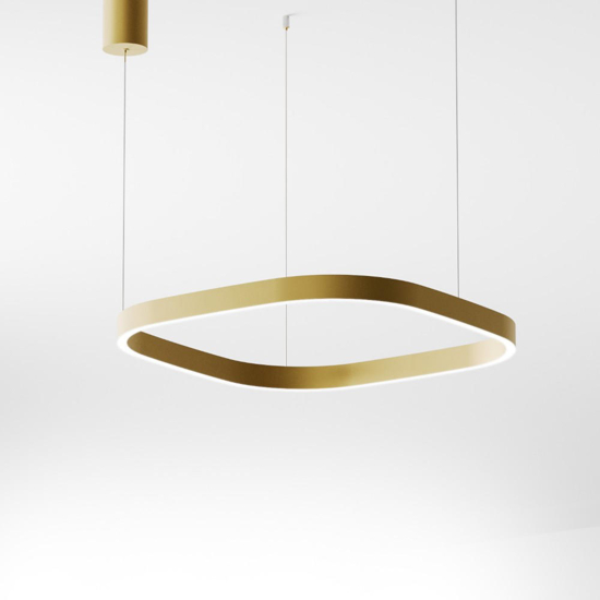 Lampadario moderno led 60w 3000k gea luce criseide quadrato oro