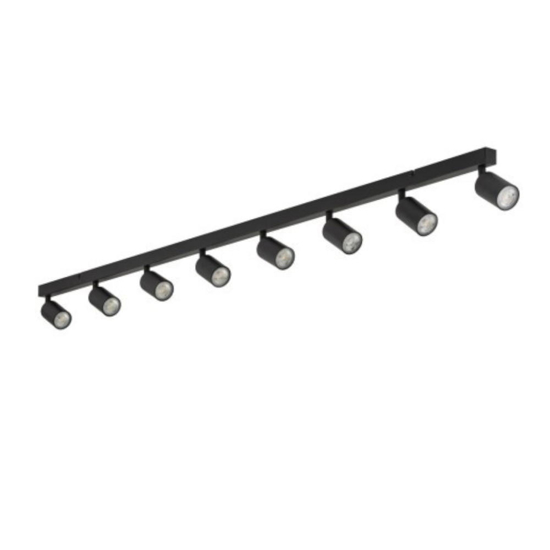 Plafoniera a binario nera 170cm con 8 faretti orientabili