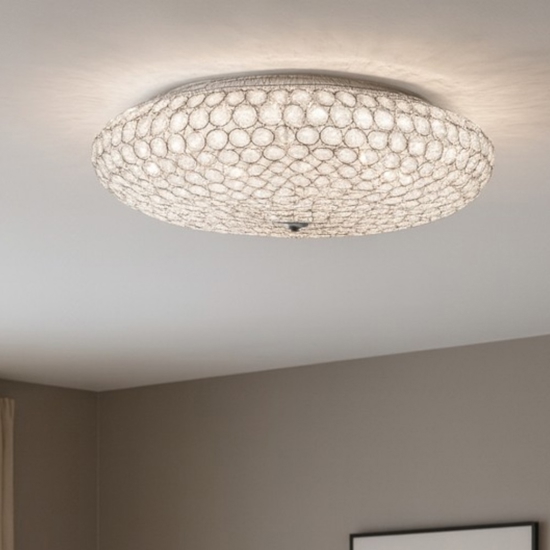 King pl9 plafoniera 53cm per soggiorno cristallo trasparente ideal lux