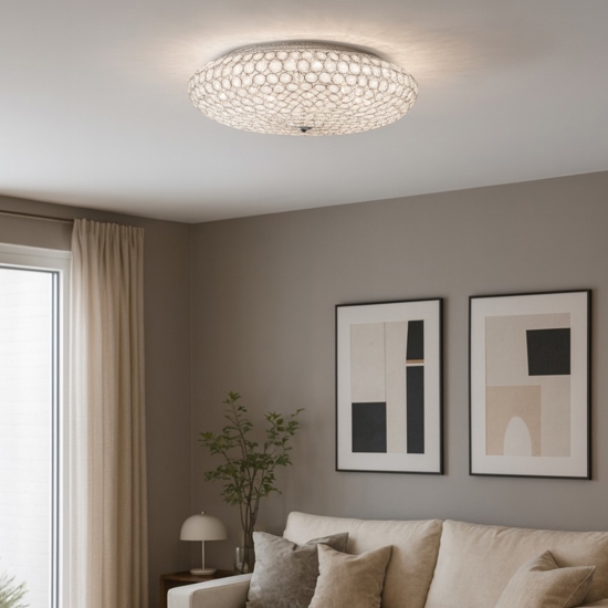 King pl9 plafoniera 53cm per soggiorno cristallo trasparente ideal lux