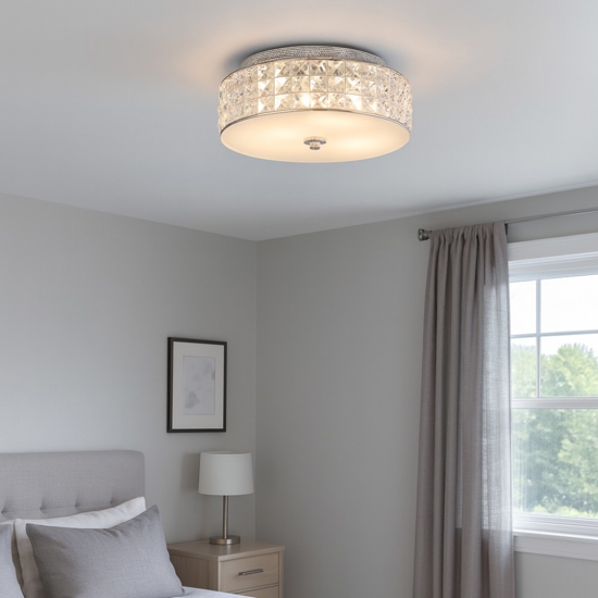 Roma pl4 ideal lux plafoniera classica 30cm rotonda cristalli trasparenti