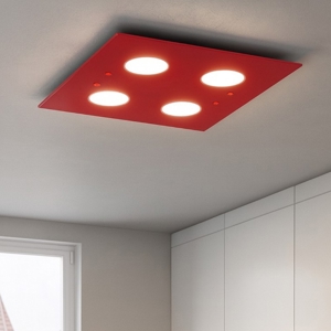 Plafoniera da cucina moderna quadrata vetro rosso lucido