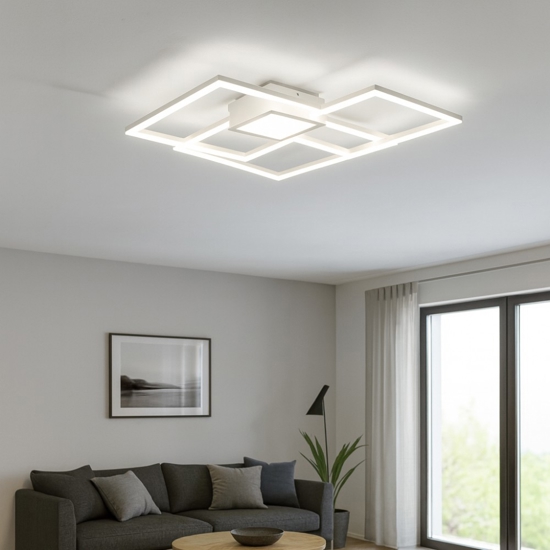 Plafoniera bianca quadrati led 4000k 38w moderna