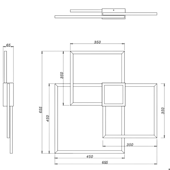 Plafoniera bianca quadrati led 4000k 38w moderna