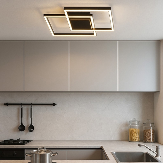 Plafoniera quadrati led 25w 3000k nera design moderna