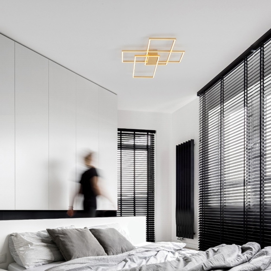 Plafoniera led 55w 3000k oro moderna design geometrico