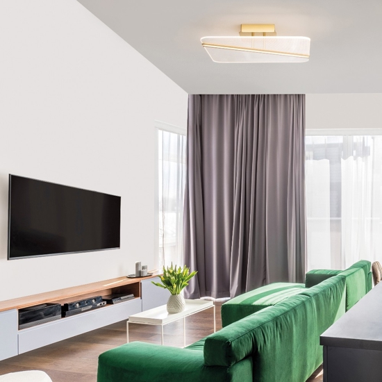 Plafoniera oro led 33w 3000k per salotto contemporaneo