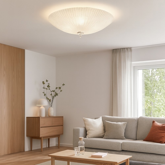 Shell pl4 ideal lux plafoniera di vetro trasparente per salotto contemporaneo