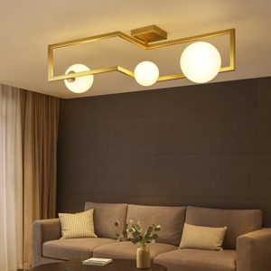 Ideal lux angolo pl3 plafoniera angolare ottone sfere vetro bianco