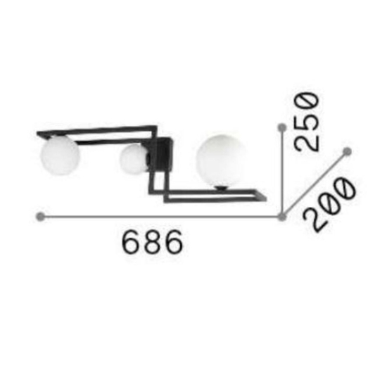 Ideal lux angolo pl3 plafoniera angolare ottone sfere vetro bianco