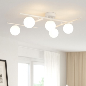 Ideal lux plafoniera bianca atlas pl5 sfere vetro bianco