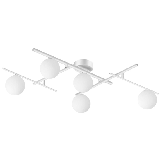 Ideal lux plafoniera bianca atlas pl5 sfere vetro bianco