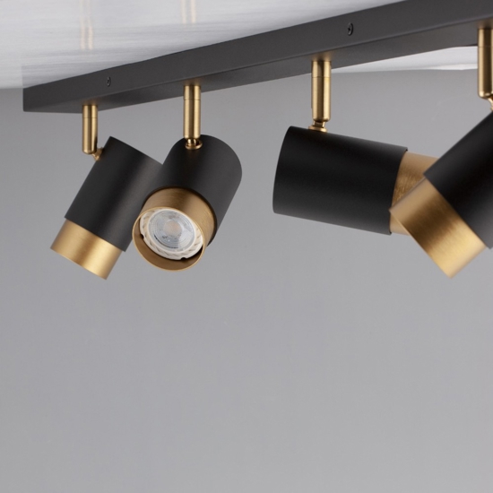 Plafoniera da soffitto nero oro con faretti orientabili