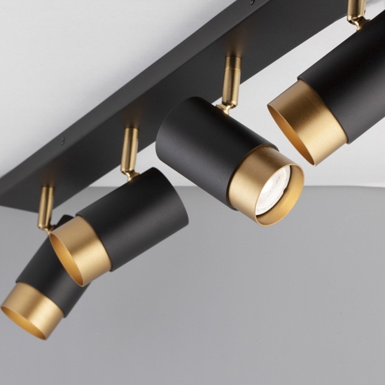 Plafoniera da soffitto nero oro con faretti orientabili