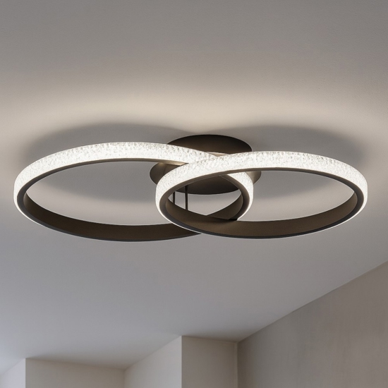 Plafoniera cerchi led design moderna nera per camera da letto