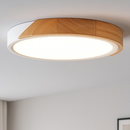Plafoniera per cucina rotonda bianca legno led 20w 3000k dimmerabile
