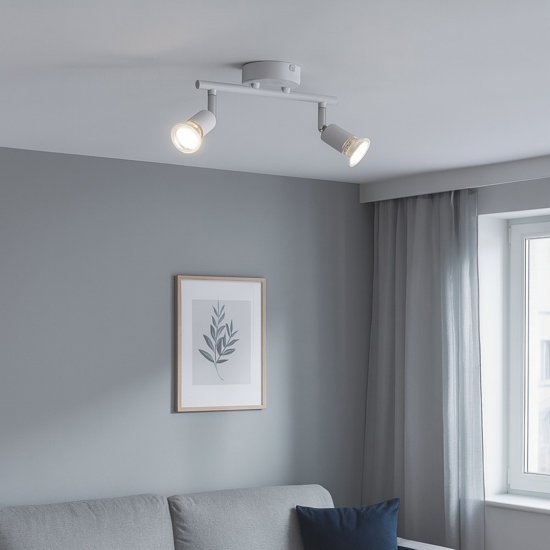 Lampada con due faretti bianchi orientabili