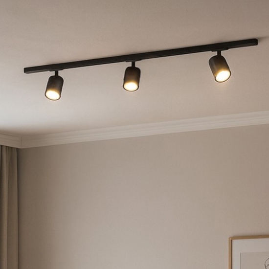 Sistema a binario 100cm monofase nero con 3 spot orientabili