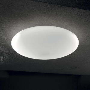Plafoniera smarties pl1 d33 moderna ideal lux disco vetro bianco