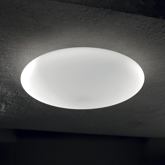 Plafoniera smarties pl1 d33 moderna ideal lux disco vetro bianco