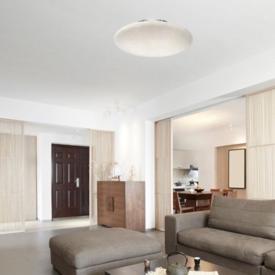 Plafoniera smarties pl1 d33 moderna ideal lux disco vetro bianco