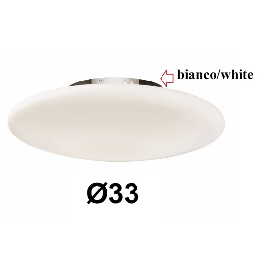 Plafoniera smarties pl1 d33 moderna ideal lux disco vetro bianco