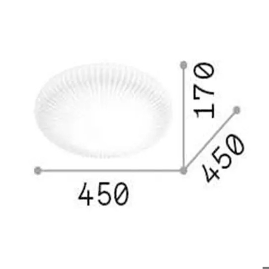 Ideal lux plafoniera atrium pl d45 vetro bianco plisse' led 21w 3000k