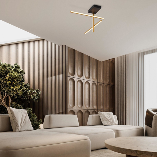 Plafoniera moderna design nero oro led 26w 3200k
