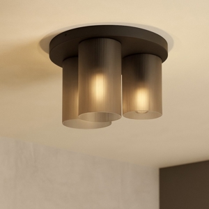 Colomera eglo plafoniera moderna in vetro grigio opaco 3 luci
