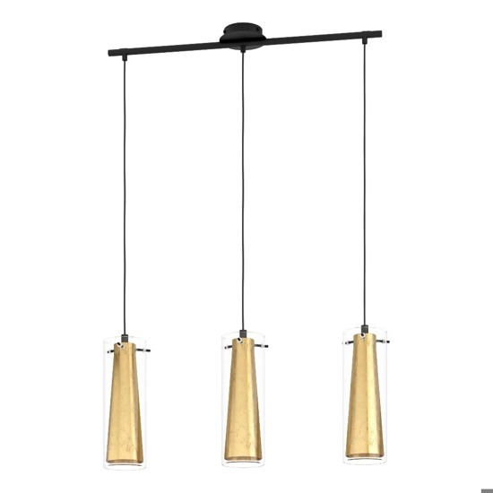 Pinto gold eglo lampadario cucina colore oro con 3 luci pendenti