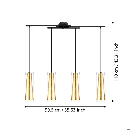 Pinto gold eglo lampadario da cucina colore oro 4 luci