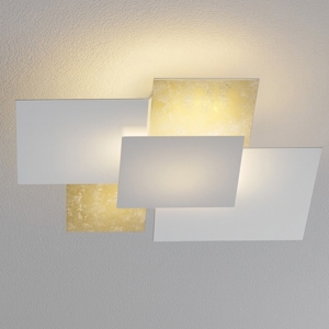 Top light shadow plafoniera moderna 71cm bianco oro retangolare per cucina